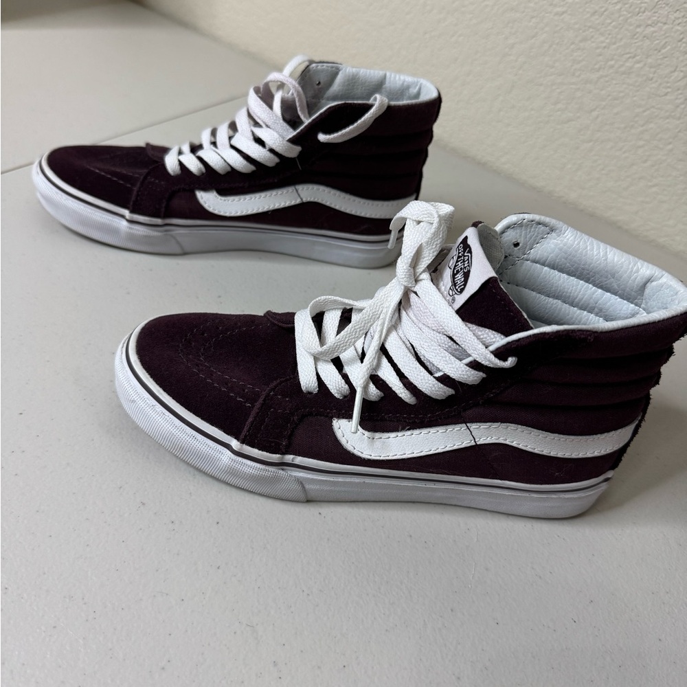 Vans Burgundy and White High-Top Old Skool Sneakers